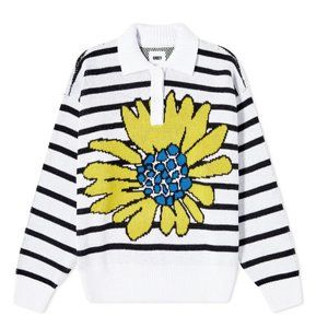 OBEY FLOWER STRIPE POLO SWEATER (M)